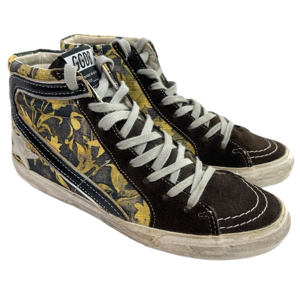 GOLDEN GOOSE Black Yellow Field Slide Sneakers Rare Size 37 - Picture 2 of 15